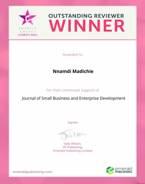 Emerald Publishing Outstanding Reviewer Award 2025