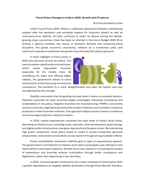 Fiscal Policy Changes in India in 2025 Growth with Prudence