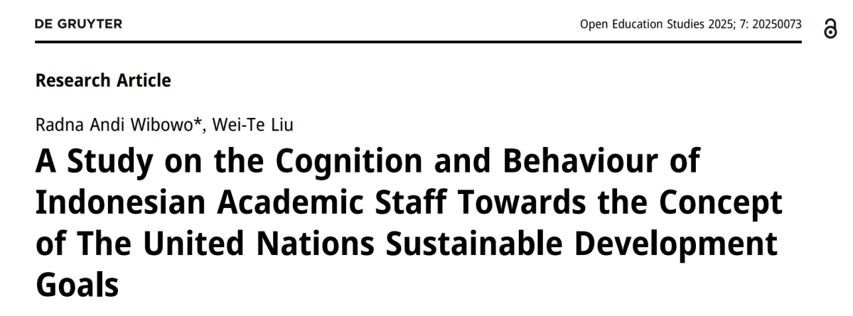A Study on the Cognition and Behaviour of Indonesian Academic Staff Towards the Concept of The United Nations Sustainable Development Goals